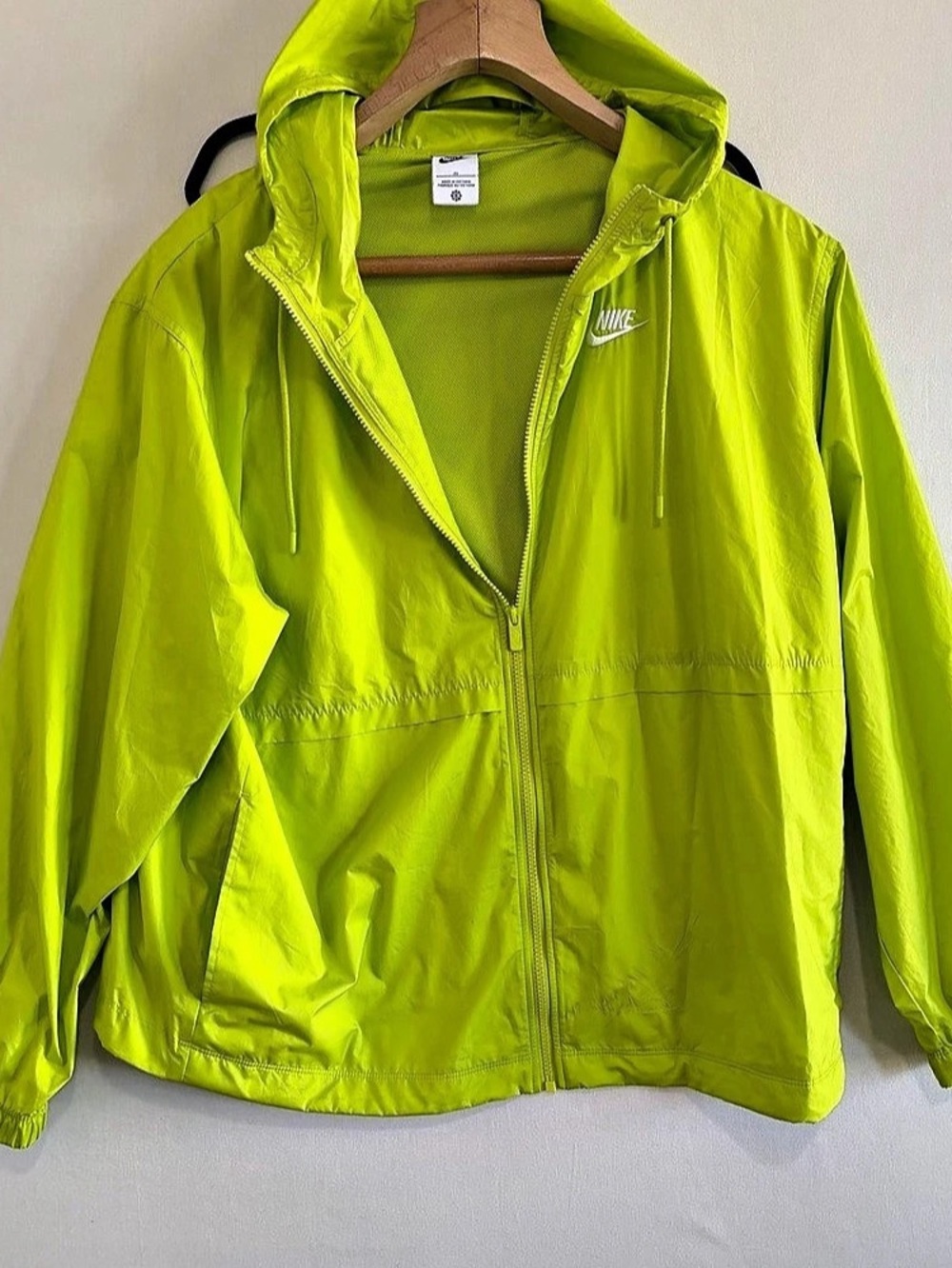 Nike Neon Green Jacket Rain Coat Mens Womens 2XL Running Windbreaker